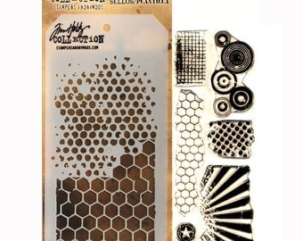 Tim Holtz Stamps and Stencils Set - BITTY GRUNGE Stampers anonymous THMM101 1-cc02