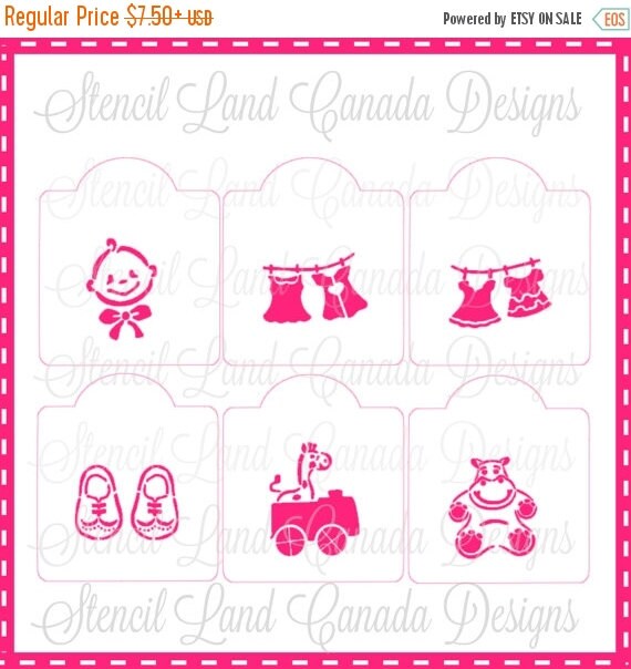 DISCOUNTED BABY SHOWER cookie cupcake stencils set by Stenciland