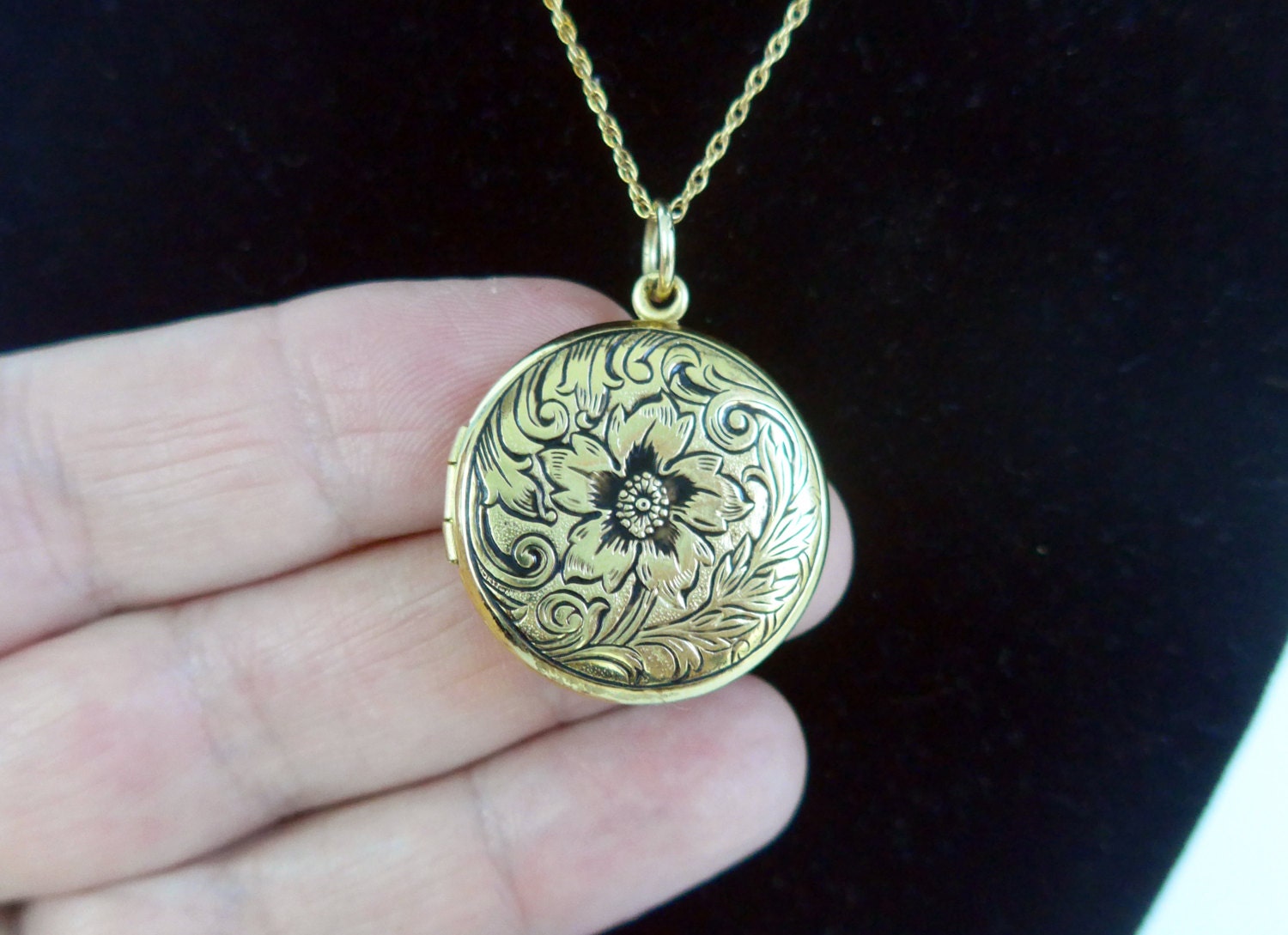 Vintage WEH HAYWARD Gold Filled Locket Necklace on Chain