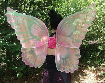 OOAK Faerie Princess Pink Sparkle Wings Adult XL size
