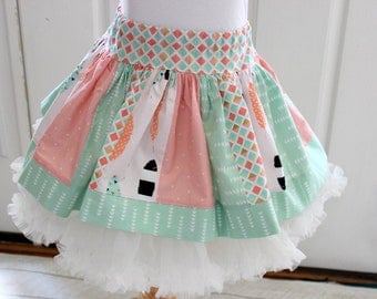 Mint pink gold skirt Girls feather pink mint green gold black feathers skirt for for little girl birthday back to school family pictures