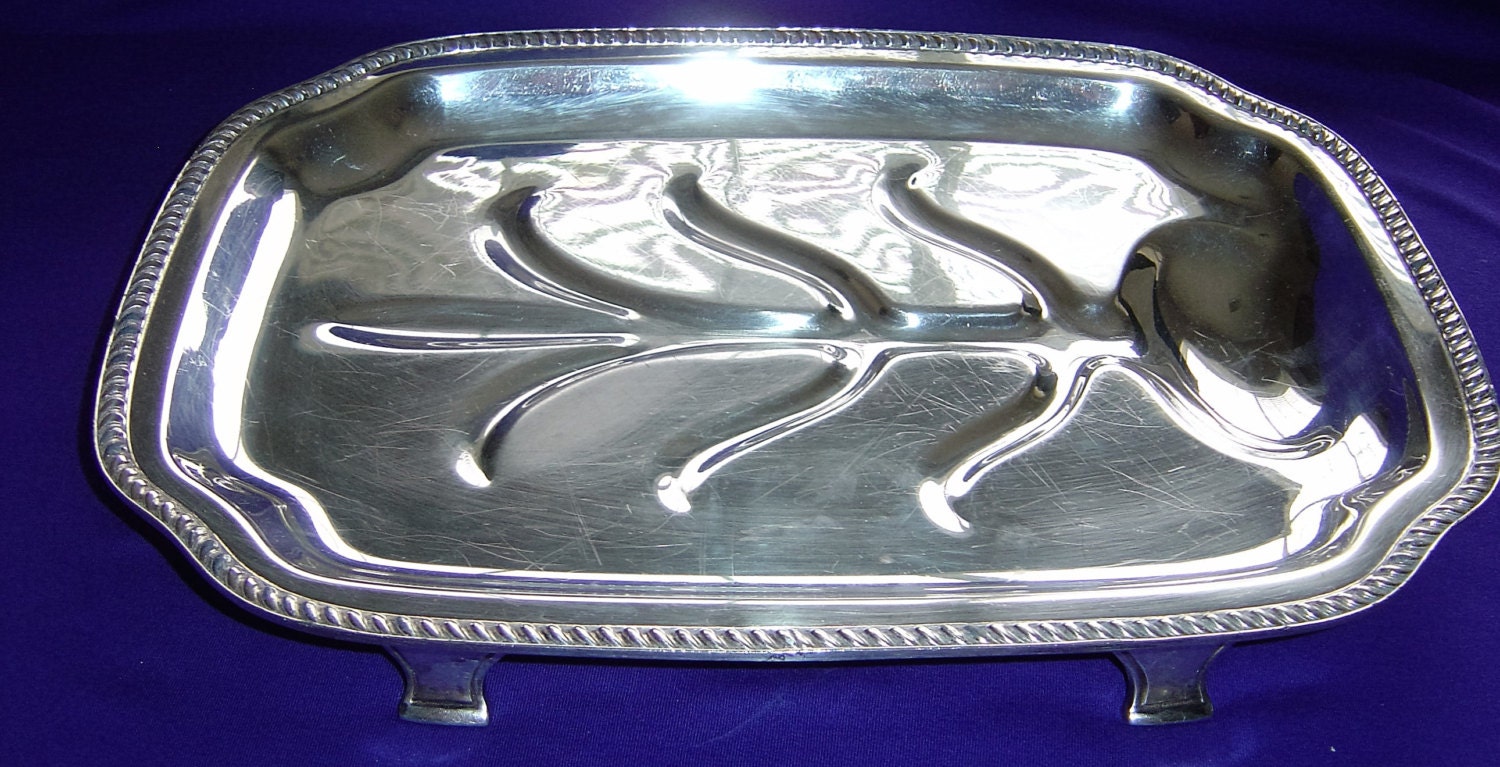 Vintage Rectangular Footed Silver Plate Art S Co 184 Rogers