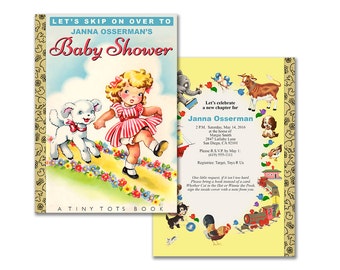 Storybook baby shower invitation / DIY printable invitation / vintage nursery rhyme book theme / editable PDF/ customize it yourself