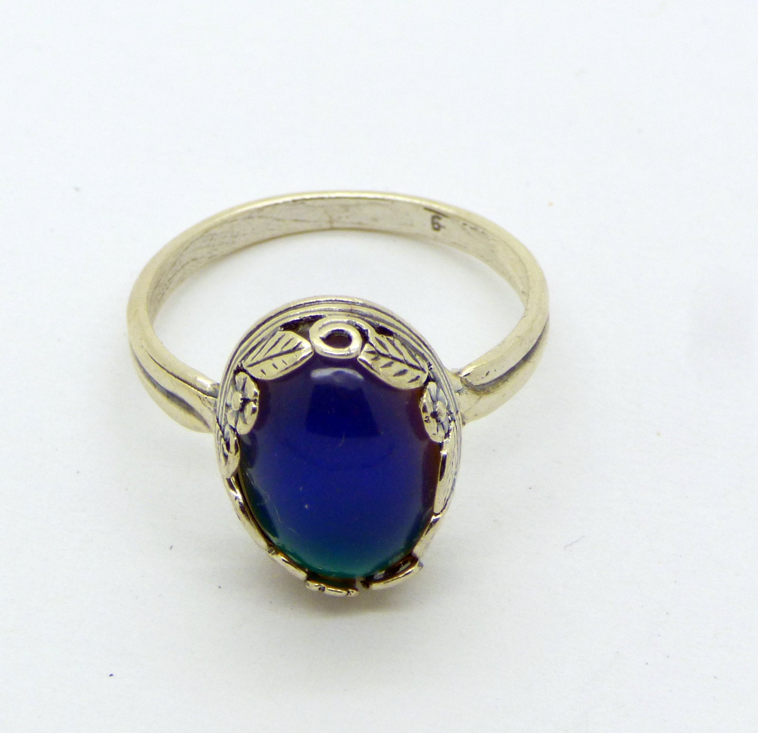 oval mood ring sterling silver twigs and flowers setting size oval mood ring sterling silver twigs and flowers setting size