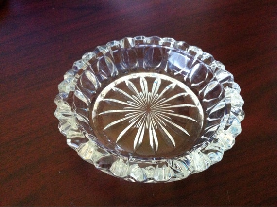 Mid Century Clear Pressed Glass Ashtray / Depression by dream60