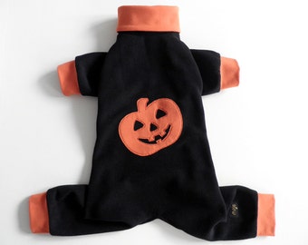 Italian Greyhound Fleece Pajamas/ Halloween Dog Pajamas / Pumpkin Dog Pajamas