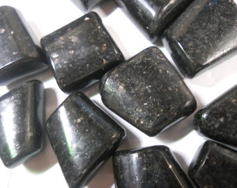 Tumbled nuummite, Greenland nuummite, sorcerers stone, root chakra, wicca, pagan, reiki, crystal grid, altar stone, healing crystal