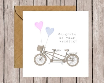Tandem Congrats on Your Wedding Card, Card for Wedding, Marriage Card, Unique Wedding Card, Gay Wedding Card, Lesbian Wedding Card