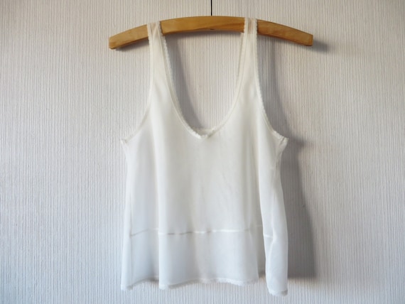 White Undershirt Womens Tank Top Cotton Blend by VintageDreamBox