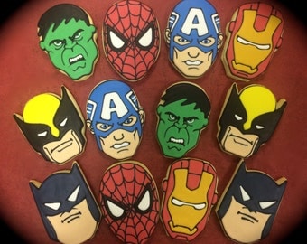 Super Hero Character Inspired Cookie Favors, delivery for Birthday parties, or any event, Superhero Gift Cookies, Avengers theme Cookies