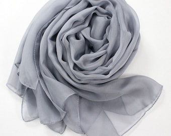 Light Grey Chiffon Scarf - Light Gray Chiffon Scarf-30D23
