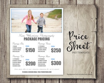 Price List Template Photography Pricing List Sell Sheet