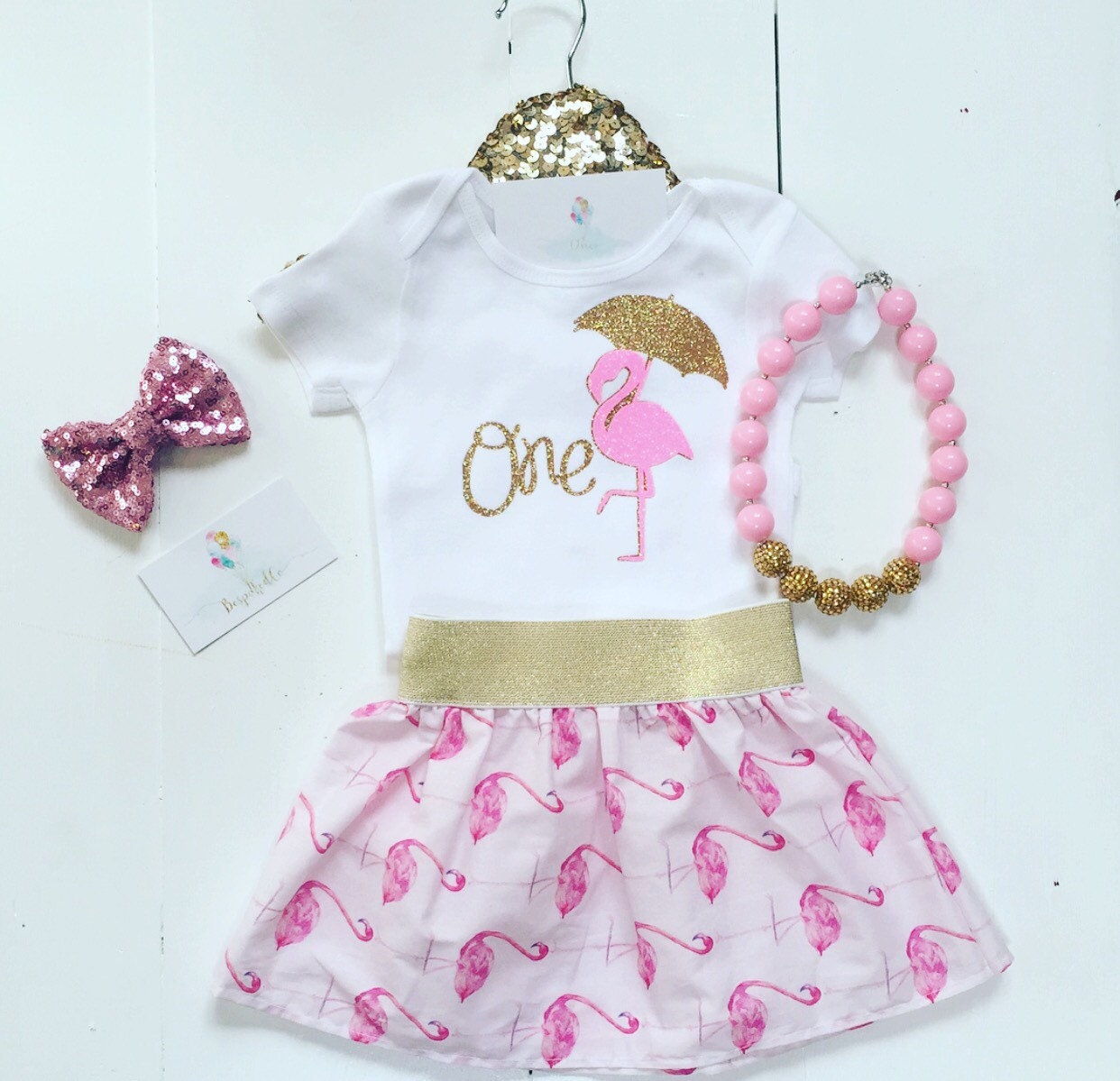 One Flamingo Baby Girl First Birthday Outfit / First Birthday