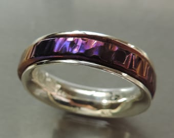 Titanium spinner ring, Narrow Silver and Titanium Spin ring, Argentium sterling silver and titanium spinner ring - Made to order