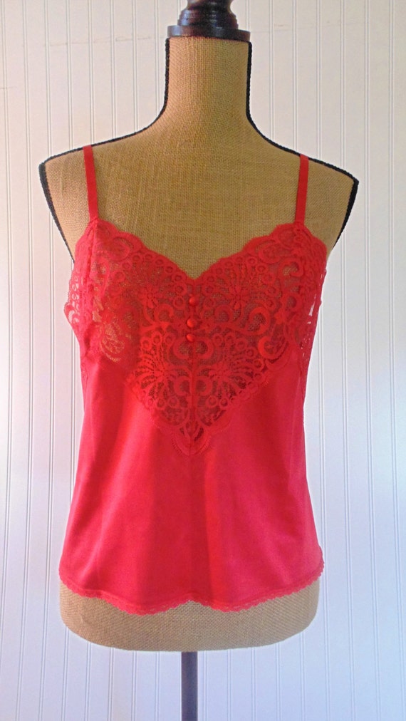 Vintage Red Camisole Small B34 Red Cami Satin Camisole Vintage