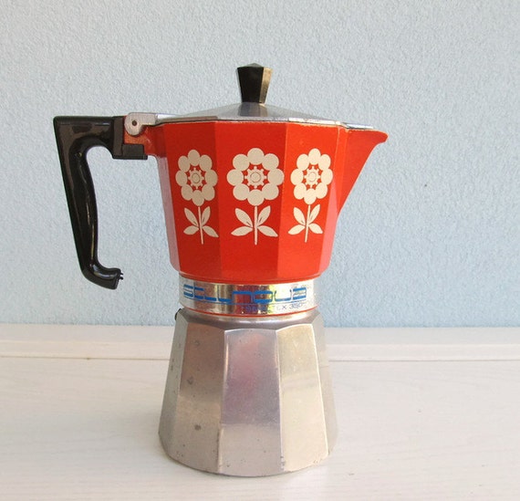 Vintage Orange COFFEEMAKER Stovetop Espresso Maker Moka Coffee