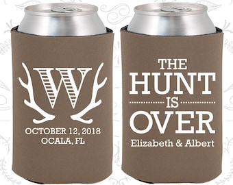 Deer Antler Monogram (C42) Fun Wedding Gifts, The Hunt is Over Wedding Favors, Antler Wedding Favors, Drink Cooler