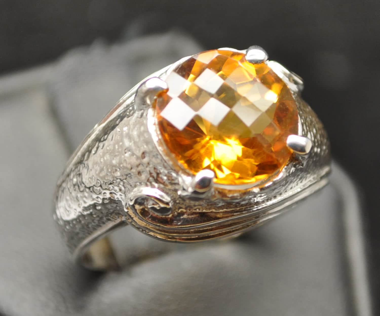 4.5 ct madeira citrine .925 sterling silver mens ring usa