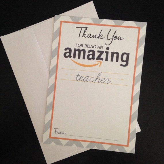 Items similar to Amazon gift card- Teacher Thank you card - Teacher ...