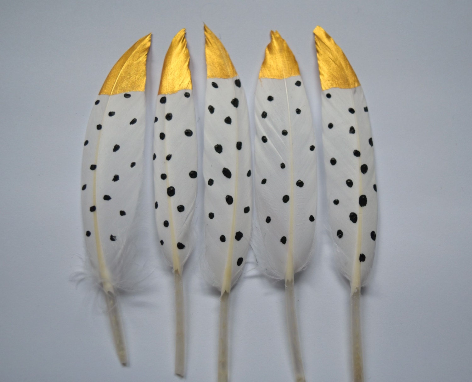 BULK / WHOLESALE GOLD Dipped Feathers Dipped Duck Feathers