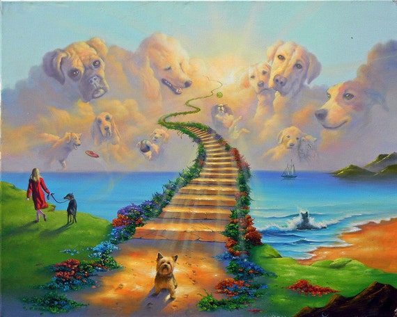 Boxer RAINBOW BRIDGE All Dogs Go to Heaven 8x10 Art Print Pet