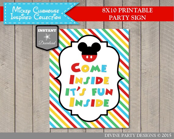 INSTANT DOWNLOAD Mouse Clubhouse 8x10 Come Inside, It's Fun Inside ...