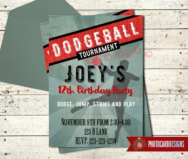 Dodgeball Birthday Invitation Dodgeball Party Invite