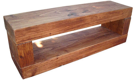 Tv stand narrow chunky rustic solid wood by ...