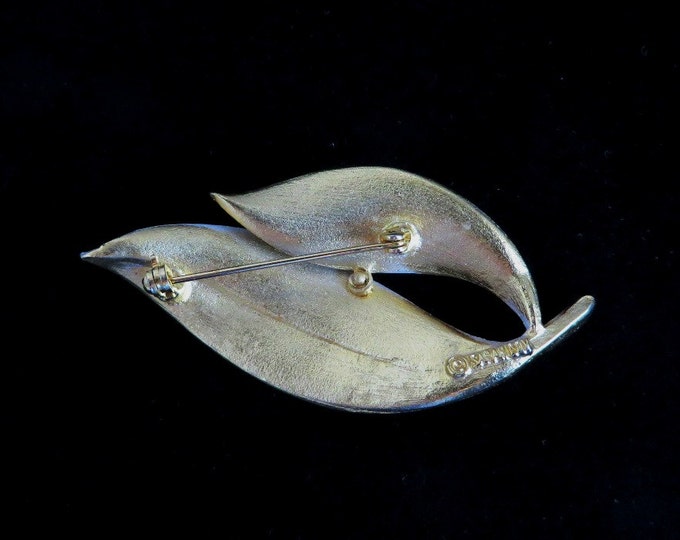 Sarah Coventry Cream Leaf Brooch, Vintage Enamel & Gold Tone Pin, Anniversary Gift, Birthday Gift, Christmas Gift