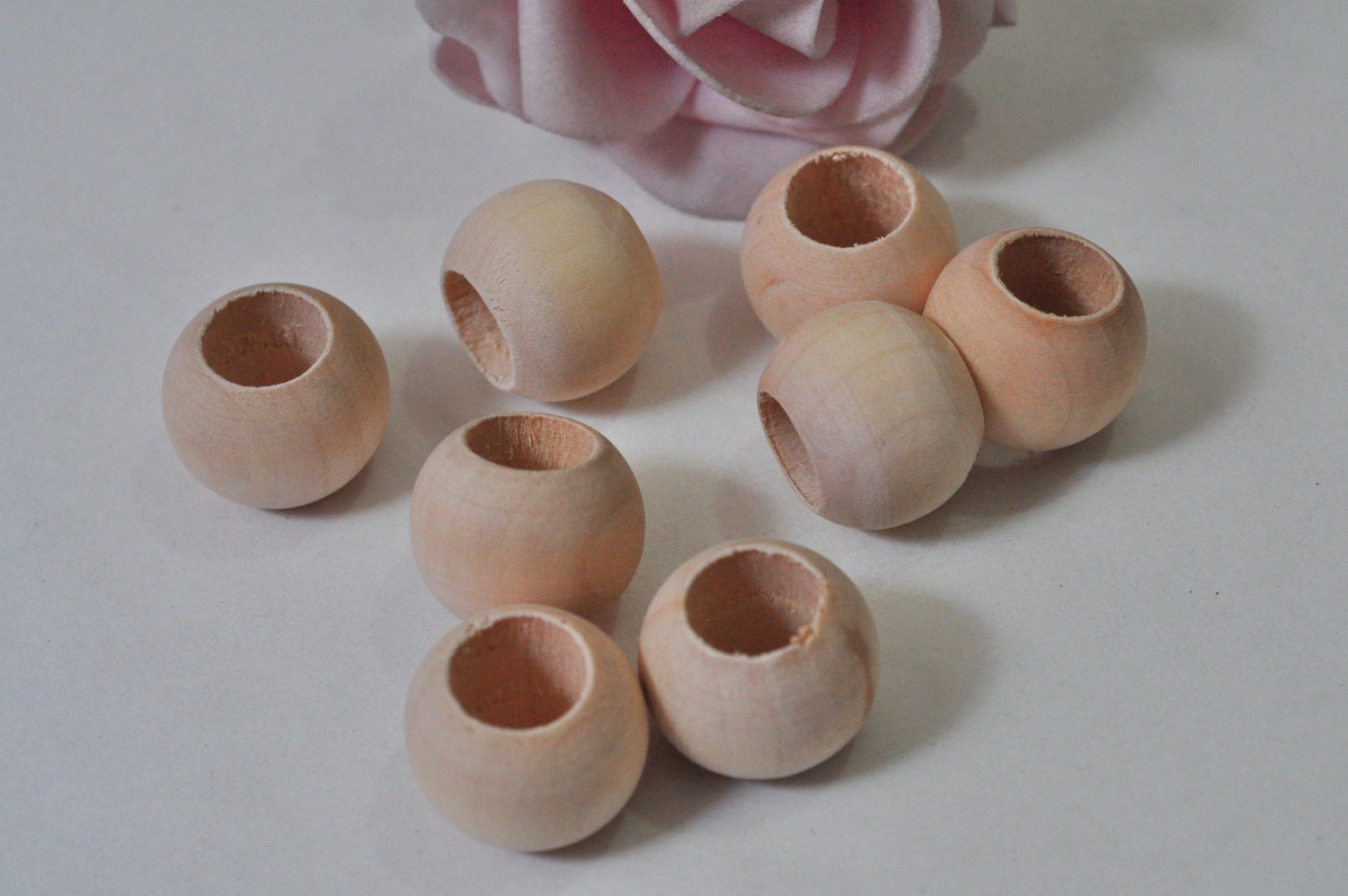 25pcs Natural Wooden Beads Large Hole Unfinished Spacer Beads
