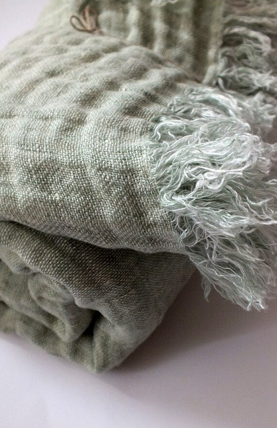 Duplex pure linen blanket throw blanket plaid bedspread
