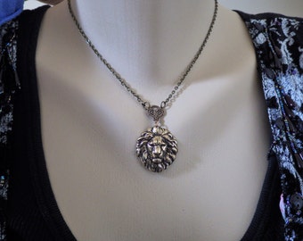 Lion Necklace ~ Vintage Style ~ Lion Pendant ~ Renaissance Pendant ~ by LadyofTheLakeJewels