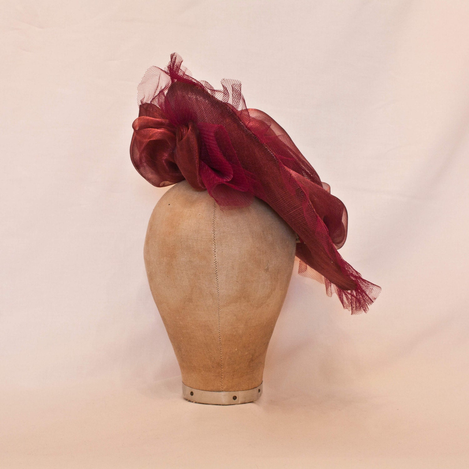 Beautiful handmade plum coloured ladies hat