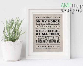 Eagle Scout Gift - The Scout Oath Printable - Personalized Eagle Scout Gift - Boy Scouts - Court of Honor -Custom Eagle Scout Gift Printable