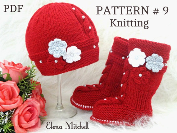 Knitting PATTERN Baby Set Knitted Baby Hat Baby Shoes Infant Newborn Baby Uggs Babies Baby Booties Baby Boy Baby Girl Pattern ( PDF file )