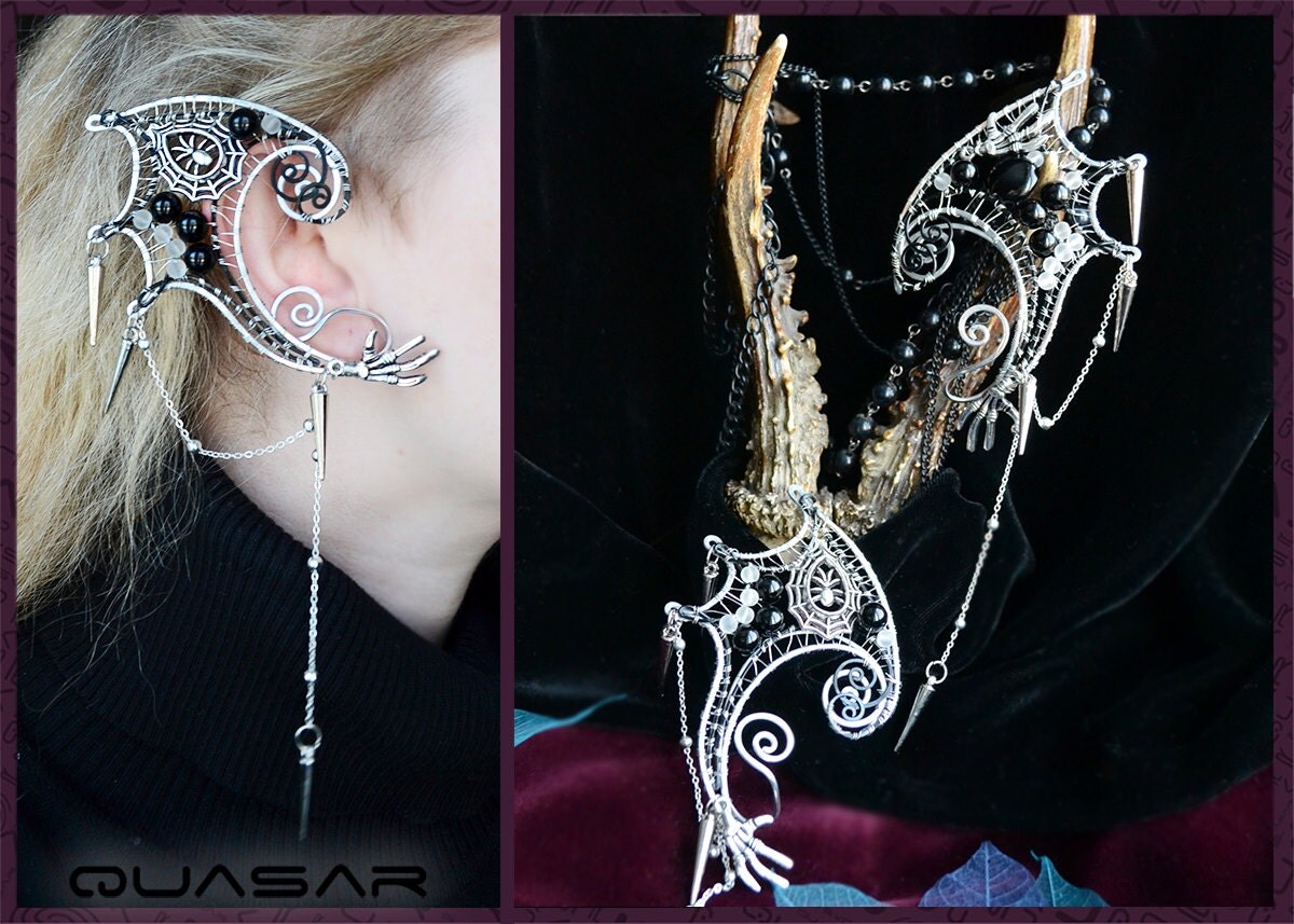 Ear cuffs Horror. Gothic ear cuffs dark elf goth elf by