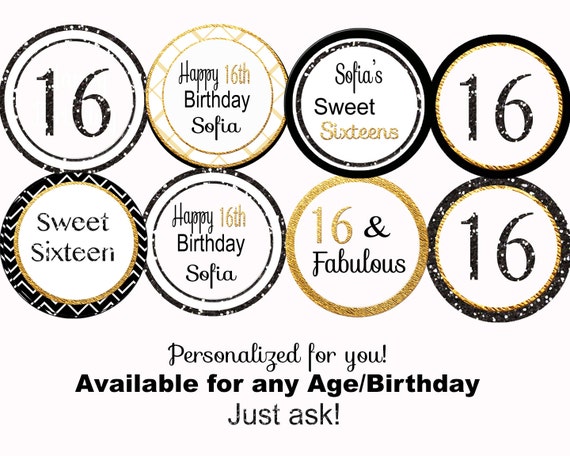 16th Birthday Cupcake Toppers 16th cupcake toppers 16th