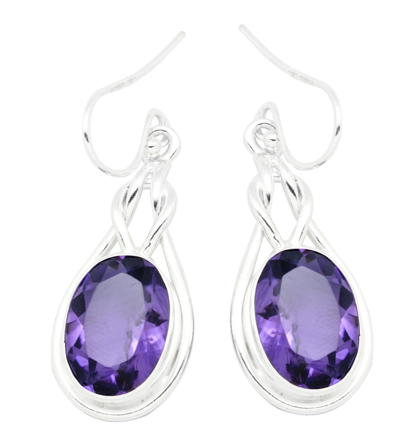 Natural Amethyst Gemstone Earrings Solid 925 by JEWELRYANDGIFTMALL