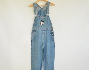 Denim Bib Overalls 90's Mickey Unlimited Disney Size Small Mickey Mouse Denim Dungarees Unisex no Working Fly