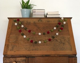 Country Christmas Felt Ball Garland