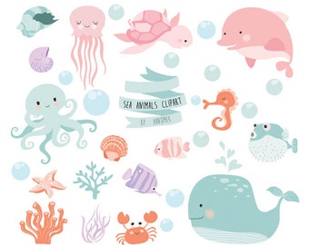 Sea animal clipart,ocean clipart, under sea clipart Instant Download PNG file - 300 dpi