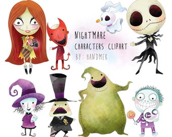 Nightmare characters clipart, Halloween clipart : instant download, PNG file - 300 dpi
