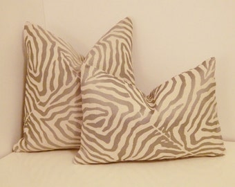 Grey Zebra Print Pillow Cover- Modern Zebra Pillow-Animal Print Pillow Cover-Silver Grey Zebra Pillow Cover