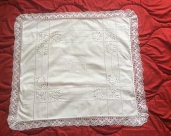 Antique pillow case / AM monogram
