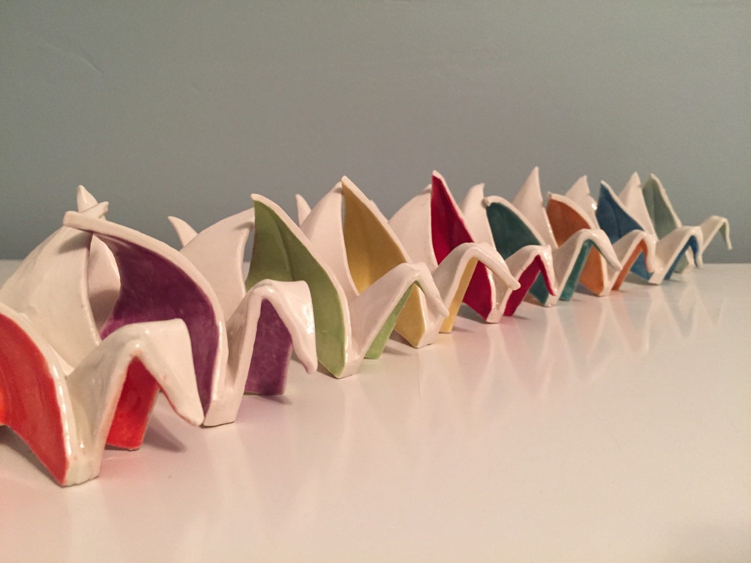 Uplifting Porcelain Origami Crane