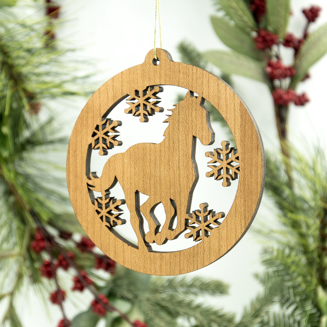 Horse Christmas Wood Ornament Horse Silhouette Laser Cut