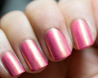 Pink - Gold Shimmer Nail Polish - Full Size 15ml Bottle - 5 Free - Angelic Polish / Azazael