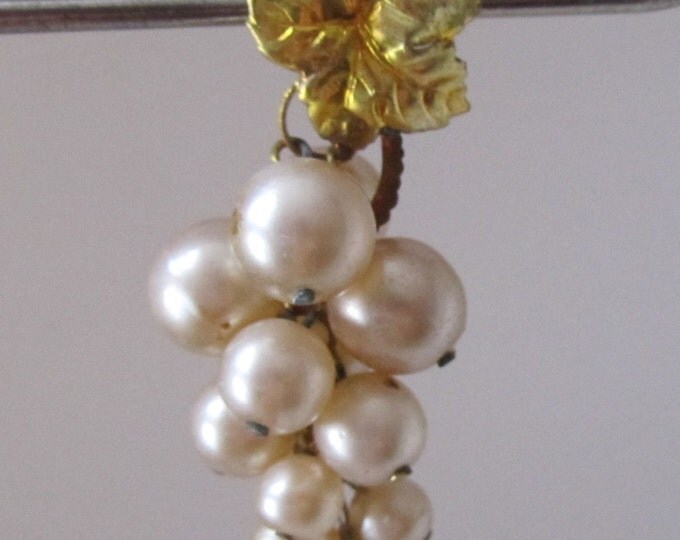 Lot 10-pcs Vintage Grape of Vine Pins Faux-Pearls Czechoslovakia 1930's