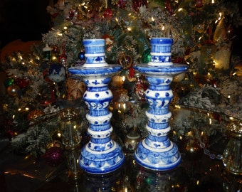 BLUE AND WHITE Candle Holders