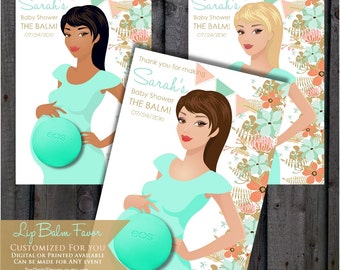 Pregnant Mother Pastel, Mint, Shabby, Lip Balm Baby Shower Thank You Favor printable, custom, digital file, pdf, DIY, SKU-eoslipbalm EOS